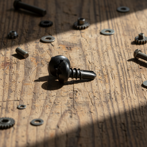 Vis autoperceuse SDS à tête cylindrique en acier au carbone revêtu noir PDC, avec rondelle, à empreinte Phillips, filetage grossier, grade 4.8/6.8, normes DIN/ISO - Product Image 1