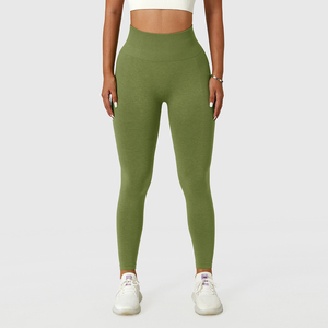 Offre Spéciale vente en gros automne Sport femmes vêtements de sport haute mi sans couture pantalons de Yoga Scrunch bout à bout Leggings respirant Fitness - Product Image 4