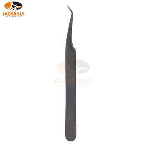 Ensemble de pinces à épiler professionnelles en acier inoxydable pour extensions de cils, 2 pinces à épiler droites de précision pour volume avec emballage personnalisé, noir - Product Image 2