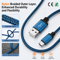 Cable de Datos USB 2.0 Tipo C de Carga Rápida LUNG KAY 3A, Cable de Carga USB a USB C con Trenzado de Nailon para Dispositivos Samsung Xiaomi Android