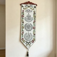 Tapestry Dinding Poliester Tenun Motif Arab dengan Rumbai Bunga Gaya Bohemian untuk Dekorasi Rumah