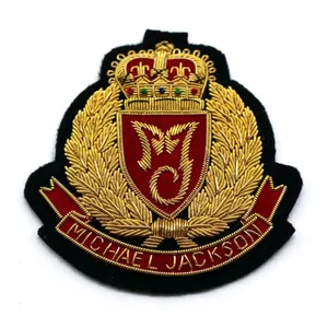 Hand embroidered badges bullion wire embroidery badge