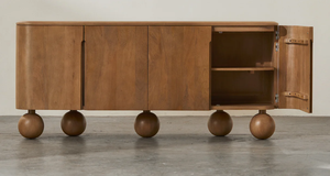 Aparador de madera marrón de estilo moderno, muebles de almacenamiento multifuncionales industriales para cocina, sala de estar, dormitorio, uso al aire libre - Product Image 2