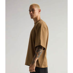 T-shirt de rue en coton lourd pré-rétréci de couleur naturelle respirante T-shirt solide avec col rond et t-shirt à manches courtes - Product Image 3