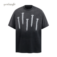 T-shirt personnalisé coupé et cousu 100% coton impression graphique lourd javel lavé à l'acide Vintage grande taille hommes t-shirt surdimensionné