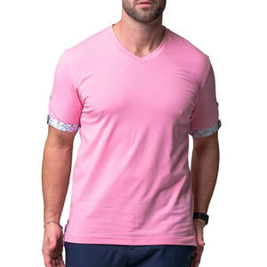 Camisetas básicas lisas con cuello en V de algodón de alta calidad para hombre, camiseta de microfibra estampado con logotipo personalizado - Product Image 1