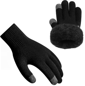 Winter Waterproof Warm Knitted Gloves Thickened <b>Padded</b> for Screen Anti-Slip for Outdoor Riding and Daily Use in Cold Weather - Product Image 1