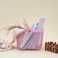 Panier en maille moderne et élégant, écologique, avec poignée en bois, design circulaire en fil de fer, organisateur de rangement multifonctionnel pour fruits, cuisine