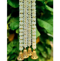Guirlande de fleurs artificielles traditionnelles faites à la main, en jasmin et perles dorées, pour décoration murale de mariage indien