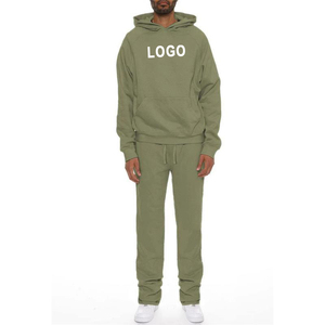 Logo personnalisé grande taille hommes Leggings évasés à capuche ensemble de gymnastique survêtement empilé vêtements de sport imprimé Technics hiver pantalons de survêtement évasés - Product Image 1