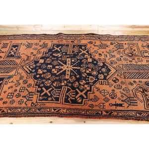 Turkish Runner Rug, 3.9x11.3 ft Vintage Rug, <b>Brown</b> Herki <b>Wool</b> Rug - Product Image 3