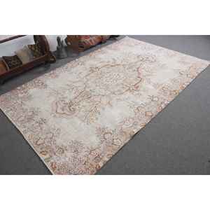 Alfombra Turca de 5.6x9.1 pies, Alfombra Grande Vintage, Alfombra de Lana con Puntos Blancos sobre Fondo Marrón - Product Image 2