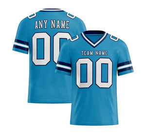 Maillot de football bleu marine ciel noir pour hommes et jeunes personnalisé en gros - Product Image 1