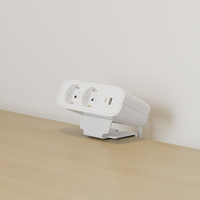 Multiprise de table moderne OMNI 16A avec 2 prises et ports USB-A/USB-C, disjoncteur pour utilisation sur bureau