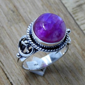 925เพชรรูปวงรีสีชมพูรุ้งแหวนพลอยเงินสเตอร์ลิงทำด้วยมือเครื่องประดับอัญมณี June ของขวัญที่สมบูรณ์แบบสำหรับเธอ - Product Image 4