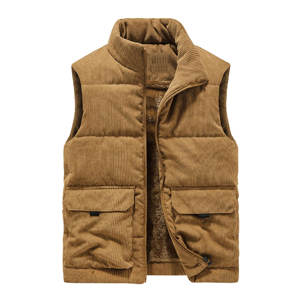 <b>Men</b> Outdoor Casual Stand Collar Padded <b>Vest</b> Coat Thick <b>Fleece</b> Lined Sleeveless Jacket Winter Warm Ribbed Quilted <b>Vest</b> - Product Image 1