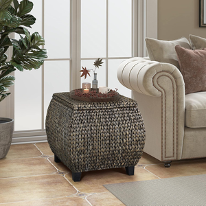 Vente en gros de meubles de décoration d'intérieur ottoman de haute qualité en jacinthe d'eau coffre de rangement décoratif du Vietnam - Product Image 5