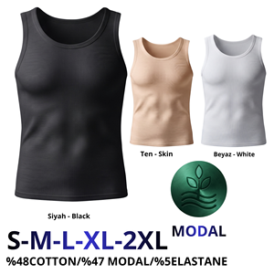 Débardeur de sport vintage sans manches pour homme, col rond, compression, tricoté en modal/coton - Product Image 2