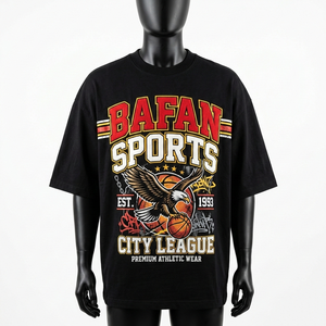 T-shirt homme premium surdimensionné 200 GSM, jersey de coton peigné doux, noir, rouge, or, impression graphique audacieuse, logo personnalisé - Product Image 6