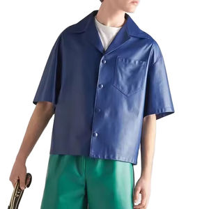 Camisas de Cuero para Hombre de Diseño de Alta Calidad con Servicio OEM, Camisas de Cuero Transpirables de Manga Larga - Product Image 4