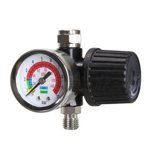 LEMATEC เครื่องปรับแรงดันลม 0-140 PSI เกจวัดแบบอะนาล็อก ตัวเรือนโลหะ 1/4 นิ้ว สำหรับปืนพ่นลม เครื่องมือลม - Product Image 5