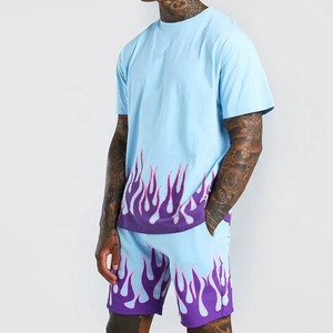 เสื้อยืดและกางเกงขาสั้นผ้าคอตตอนสำหรับผู้ชายชุดสั้นสำหรับผู้ชายชุดเสื้อยืดผ้าฝ้ายแบบปรับแต่งได้ - Product Image 1