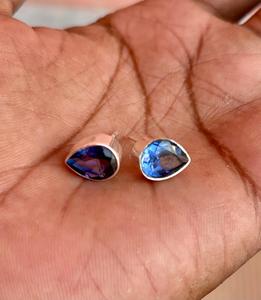 925 Sterling Silver Blue <b>Sapphire</b> Handmade <b>Earring</b> Beautiful Women <b>Earring</b> Beautiful Stud <b>Earring</b> . - Product Image 2