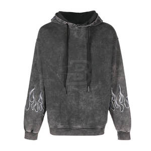 Meilleur prix de gros sur Logo personnalisé Sweat à capuche pour homme délavé à l'acide surdimensionné léger avec col à capuche pour la saison hivernale - Product Image 1