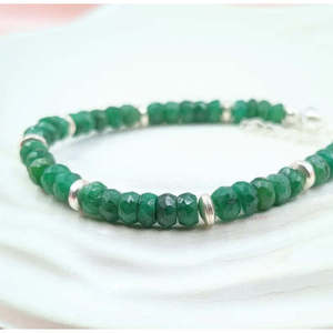 Bracelet vintage en corindon émeraude perlé avec diamants et acier inoxydable, bracelet religieux à chiffres pour cadeau d'anniversaire - Product Image 5