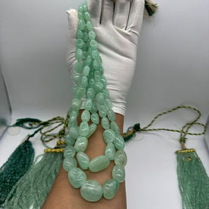 Perles ovales lisses émeraude russe de qualité supérieure 6x8mm à 18x21mm brins de pierres précieuses en vrac pour bijoux - Product Image 4