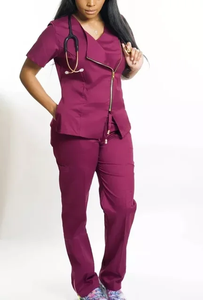 Tenues d'infirmières élégantes pour femmes, ensembles de blouses d'hôpital, uniformes d'été en tissu Spandex et toile, couleur et logo personnalisables, sans coutures - Product Image 2