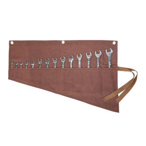 High Quality Handmade Waxed <b>Canvas</b> Wrench <b>Roll</b> 14 Pocket Heavy Duty Water Resistant Tool Organizer Hanging Grommets Wrap OEM ODM - Product Image 1