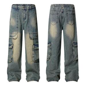 <b>Baggy</b> <b>Jeans</b> Hombre High Street American Washed Distressed Multi Pocket Denim Work Pants <b>for</b> Both Men and <b>Women</b> Boyfriend <b>Jeans</b> - Product Image 1