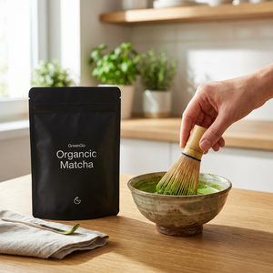 Matcha en Polvo Orgánico GreenGo de Grado Ceremonial y Culinario - 100% Puro, Molido en Piedra, Verde Esmeralda Vibrante - Product Image 1