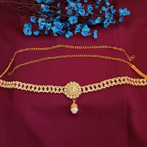 Indian Gold Plated Crystal Stone Waist Belt <b>Belly</b> <b>Chain</b> Kamarbandh Body Jewelry for Wedding Anniversary - Product Image 2