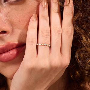 Women's Original Marquise Moissanite Diamond <b>Ring</b> Stackable Engagement Wedding <b>Ring</b> 14K <b>Gold</b> Plated for Valentines Day Gift - Product Image 5