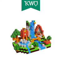 Blocs de construction magnétiques : Restaurez des scènes de village classiques en pixels, y compris des cascades, des maisons en briques rouges, des arbres, des figurines de cochons et des trésors.