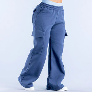 Pantalons de survêtement droits pour femmes, streetwear d'hiver, taille plate avec cordon de serrage, tissu en polaire doux, couleurs personnalisées - Confort quotidien, prix abordable - Product Image 2