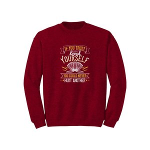 Sweat-shirt en mélange de coton avec des thèmes de bouddha imprimés Style décontracté 12 options de couleur 260-280 Placement de conception personnalisable GSM lourd - Product Image 1