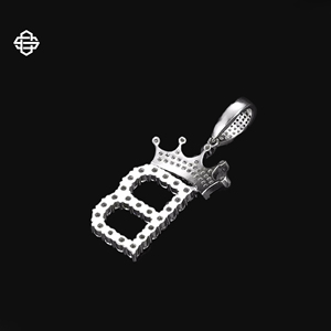 Hiphop personalizado completo Moissanite Iced Out letra B corona colgante collar para hombres y mujeres Bling cuerda cubana cadena joyería - Product Image 4