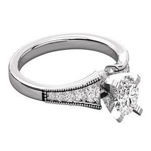Anillo de Compromiso Solitario con Diamante Redondo y Engaste Milgrain - Product Image 4
