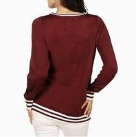 Pulls en tricot pour femmes FNJIA, pull de Noël moche à motif Père Noël, bordeaux, manches longues, pull de fête, personnalisable, OEM privé