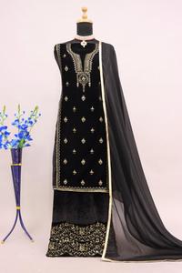 Traje Salwar Kameez de terciopelo de suministro de fábrica al por mayor para fiesta de boda y uso al aire libre disponible a precio por bulto - Product Image 3