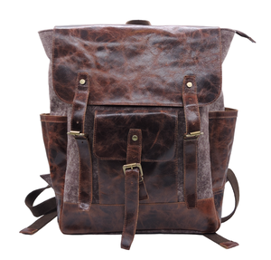 Customised Manufacturer Exclusive Handmade <b>Canvas</b> and Leather Casual Backpack for Office and College with Single Handle - Product Image 2