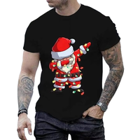 T-shirt de Noël en polyester 100% à manches courtes et col rond imprimé pour hommes