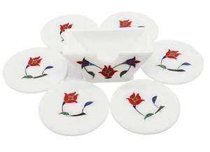 Posavasos de té de mármol elegante para el hogar, juego de posavasos de té de mármol hecho a mano, posavasos de té de mármol de lujo para bebidas de Artisan Craft - Product Image 4