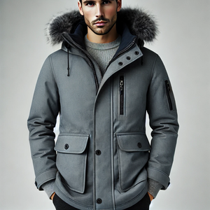 Haute qualité hommes hiver Parka épais chaud réversible coupe-vent vêtements d'extérieur décontractés imperméable fourrure capuche respirant veste moyenne - Product Image 1