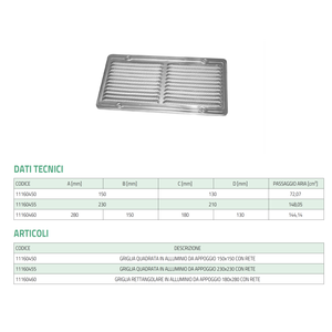 Parrilla de Aluminio Cuadrada/Rectangular Tecnosystemi con Rejillas y Mallas - Product Image 3