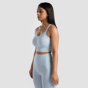 Sujetador deportivo Radient Aqua Fitness de talla grande, ligero, acolchado, para gimnasio, con logo frontal, estilo estampado activo, forro de elastano. - Product Image 3