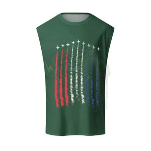 Hommes patriotique Gym débardeur drapeau américain imprimé Y-Back sans manches Muscle Tee pour entraînement Fitness musculation léger - Product Image 2